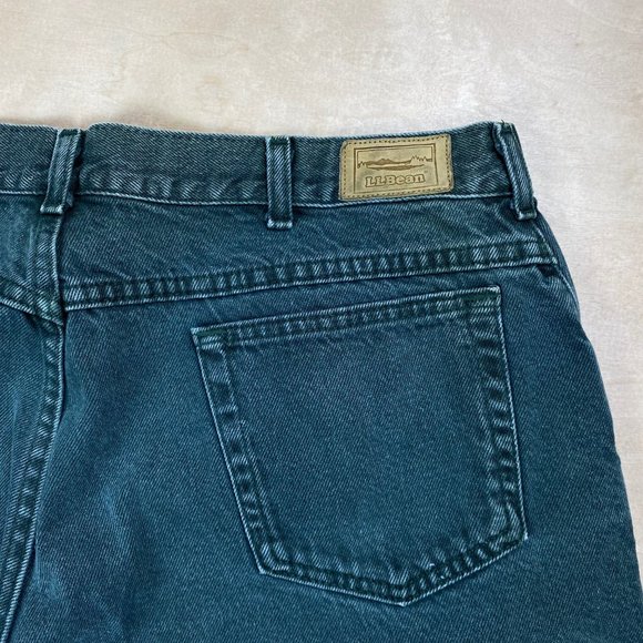 Vintage L.L. Bean Men’s 34 x 30 Green Wash Straight Leg Denim Jeans 90's - Picture 7 of 11
